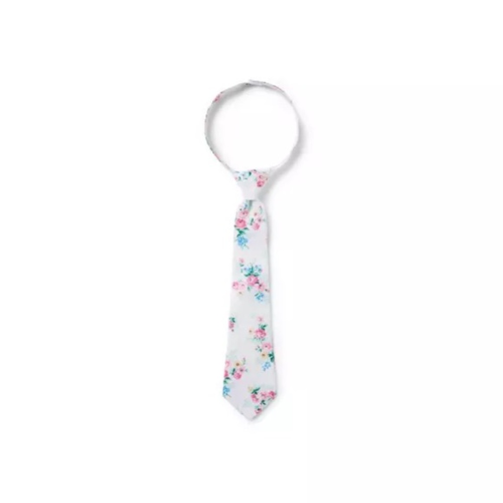 Janie and Jack Floral Kids Tie - White and Blue
